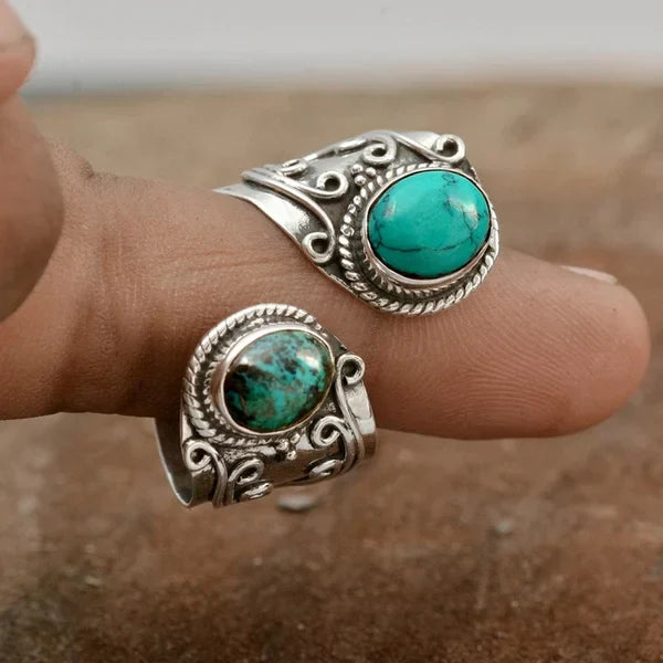 BAGUE RÉGLABLE DOUBLE TURQUOISE SURROUND
