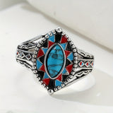 BAGUE NL/BOHÈME PAARDENOOG BAGUE FEMMES EUROPÉEN EN AMÉRICAIN SYNTHÉTIQUE TURQUOISE RÉTRO BIJOUX FAIT MAIN EMAILLE