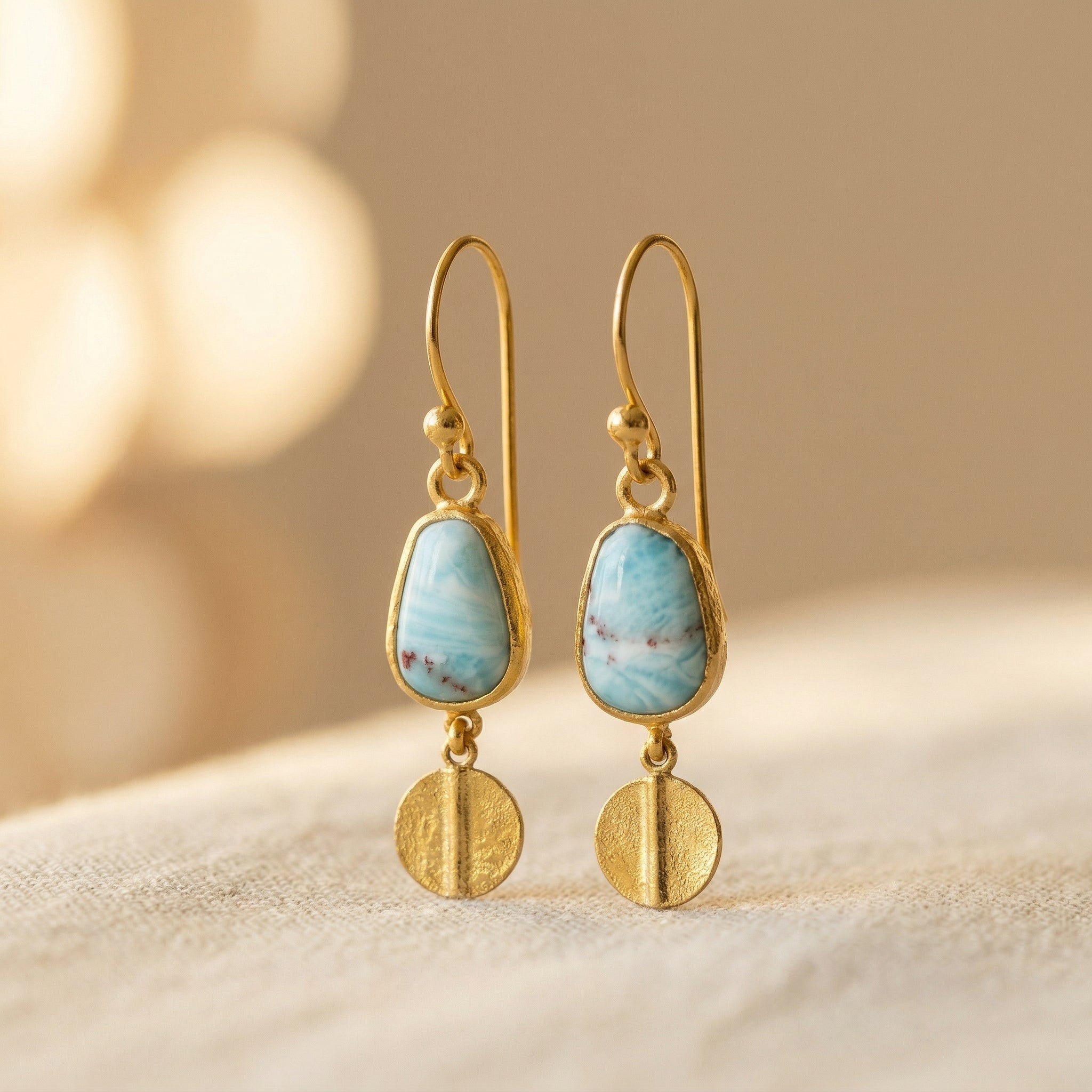 BOUCLES D'OREILLES VINTAGE CUIVRE TURQUOISE ROMAIN ART GOUTTE
