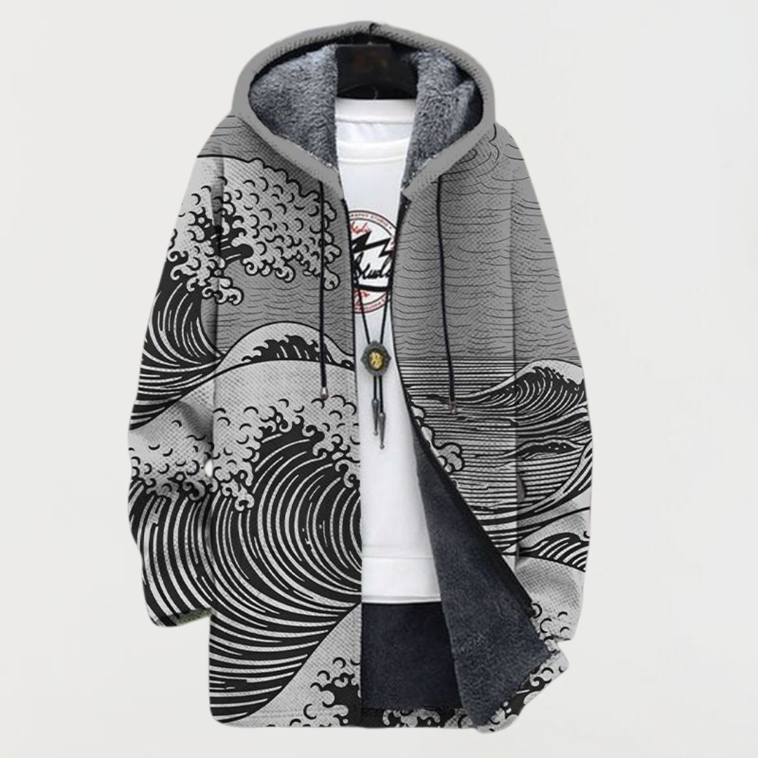 KATHRIN | VESTE À CAPUCHE MOTIF VAGUES