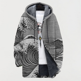 KATHRIN | VESTE À CAPUCHE MOTIF VAGUES