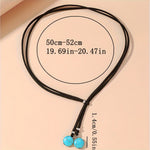 Bohemian Y-Design Double Turquoise Round Beads Necklace