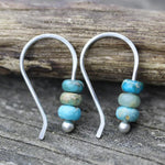 BOUCLES D'OREILLES ARTISANAL TURQUOISE PERLE GOUTTE