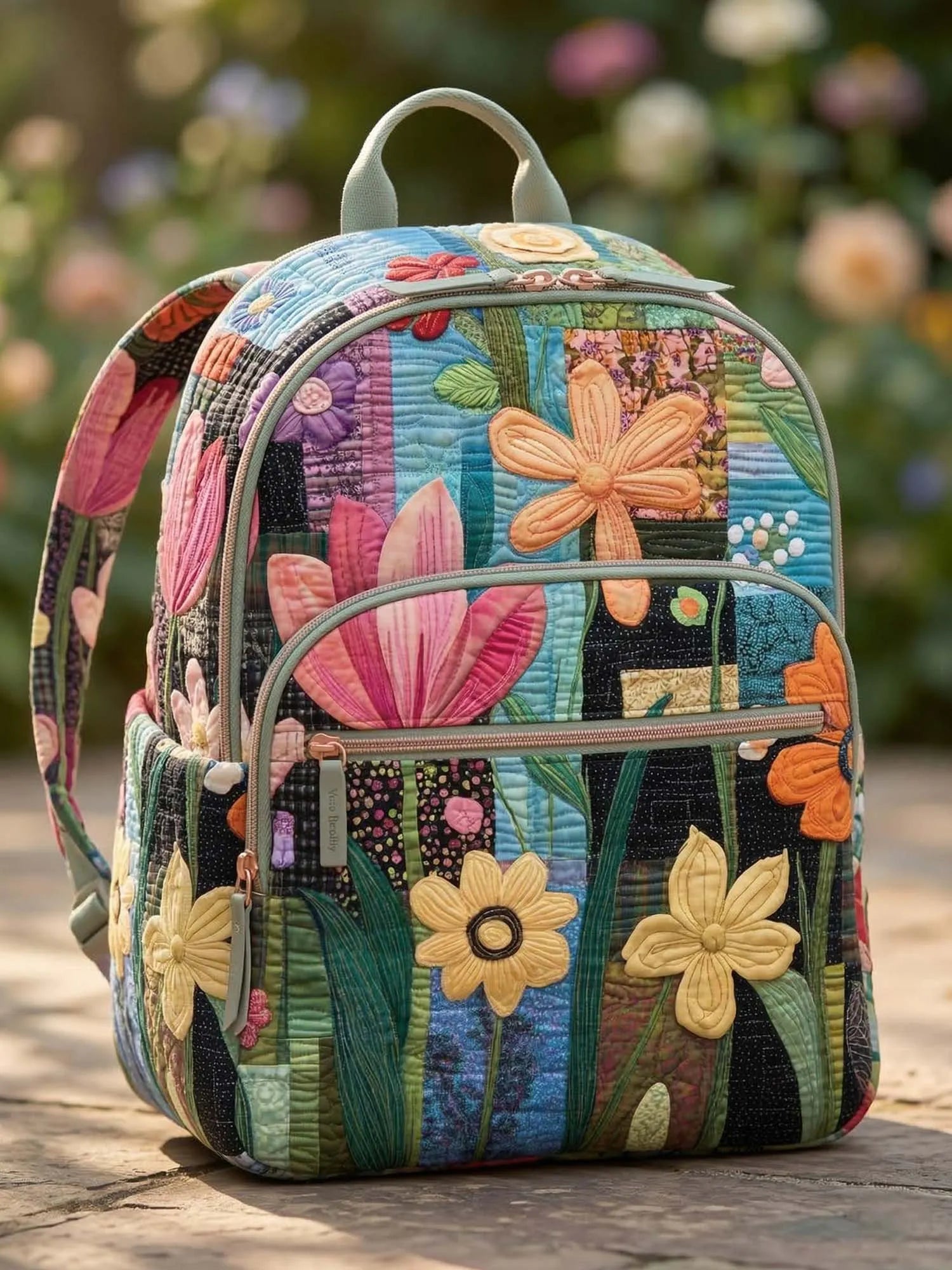 Flower Quilted Backpack