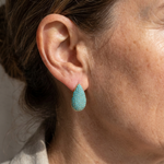 BOUCLES D'OREILLES TURQUOISE PAVÉ GOUTTE CRÉOLE