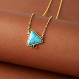 COLLIER ÉLÉGANT GÉOMÉTRIQUE TURQUOISE TRIANGLE PENDENTIF