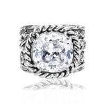 Sterling Silver CZ Braid Leaf Ring