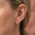 BOUCLES D'OREILLES TURQUOISE ZIRCONE CUBIQUE FLEUR CRÉOLE