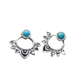 BOUCLES D'OREILLES TURQUOISE MANDALA ARGENT PLAQUÉ CLOU D'OREILLE