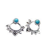 BOUCLES D'OREILLES TURQUOISE MANDALA ARGENT PLAQUÉ CLOU D'OREILLE