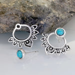 BOUCLES D'OREILLES TURQUOISE MANDALA ARGENT PLAQUÉ CLOU D'OREILLE