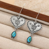 Handcrafted Silver Boho Turquoise Heart Butterfly Earrings