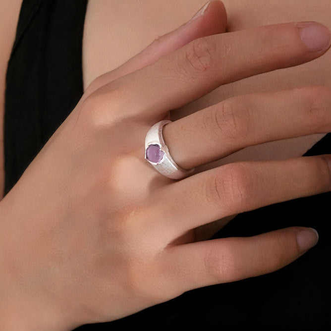BAGUE VINTAGE ARGENT AVEC BLEU CRISTAL INCRUSTATION