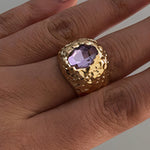 BAGUE VINTAGE TRIPLE VIOLET CRISTAL