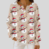 JULIA - PULL IMPRIMÉ BONHOMME DE NEIGE BEIGE