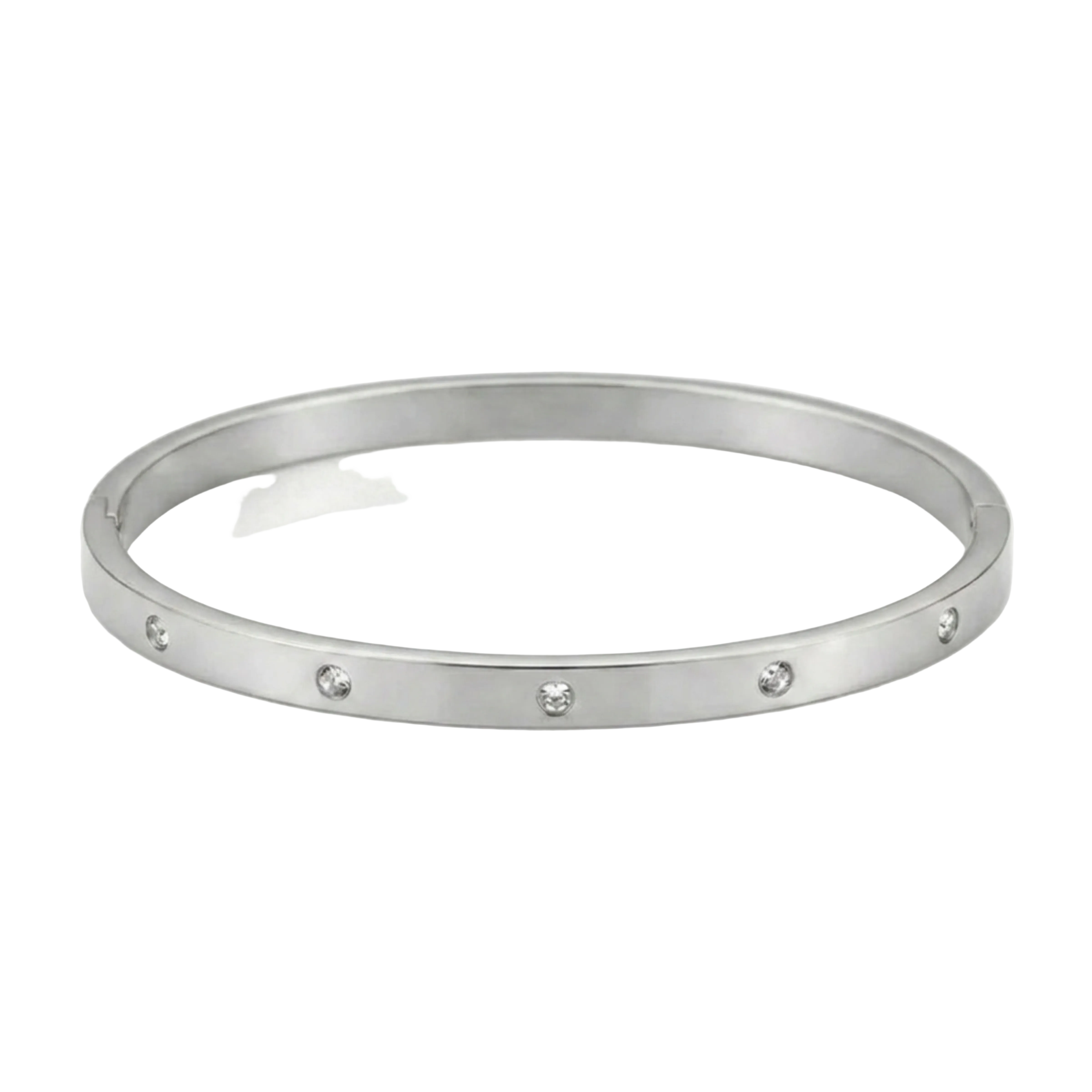 BRACELET RIGIDE ZIRCONES SERTIES | ARGENT