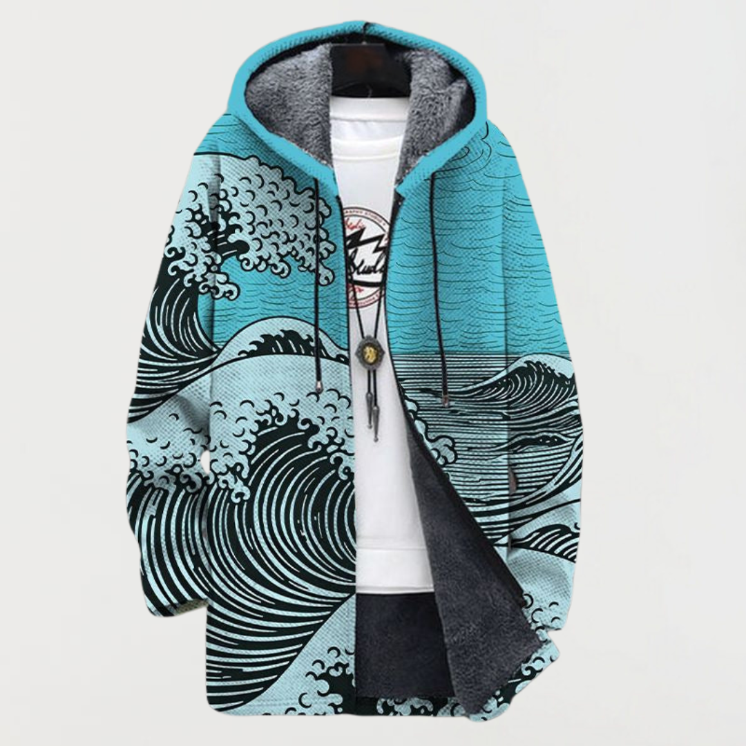 KATHRIN | VESTE À CAPUCHE MOTIF VAGUES