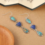 BOUCLES D'OREILLES FAIT MAIN SYNTHÉTIQUE LAPIS-LAZULI TURQUOISE PENDENTIF