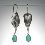 BOUCLES D'OREILLES VINTAGE ARGENT TON GÉOMÉTRIQUE IRRÉGULIER FORME TURQUOISE GOUTTE