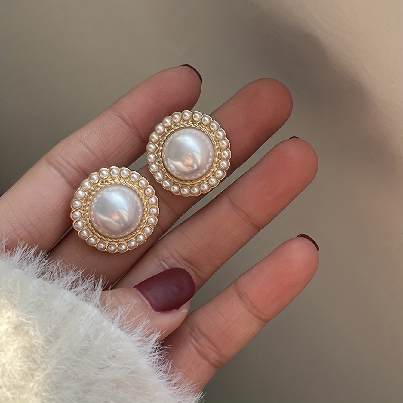 Boucles d'Oreilles Vintage Perle Or Goutte
