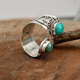 BAGUE RÉGLABLE DOUBLE TURQUOISE SURROUND