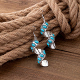 Bohemian Spiral Design Turquoise Inlay Pendant Earrings