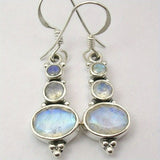Vintage Bohemian Moonstone Long Dangle Earrings