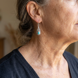 BOUCLES D'OREILLES VINTAGE GOUTTE TURQUOISE ARGENT PLAQUÉ GOUTTE