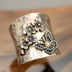 BAGUE VINTAGE ARGENT PLAQUÉ FLEUR