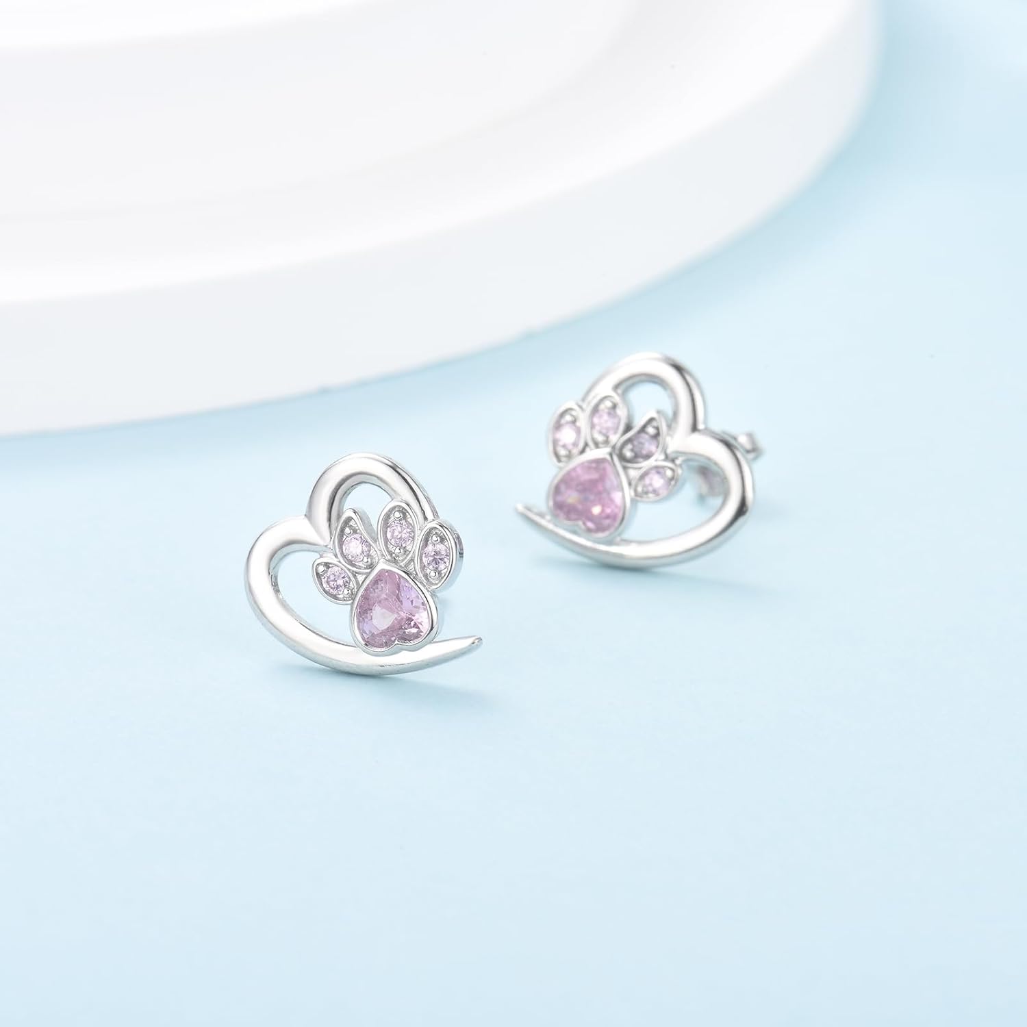 Sparkling Paw Heart Earrings
