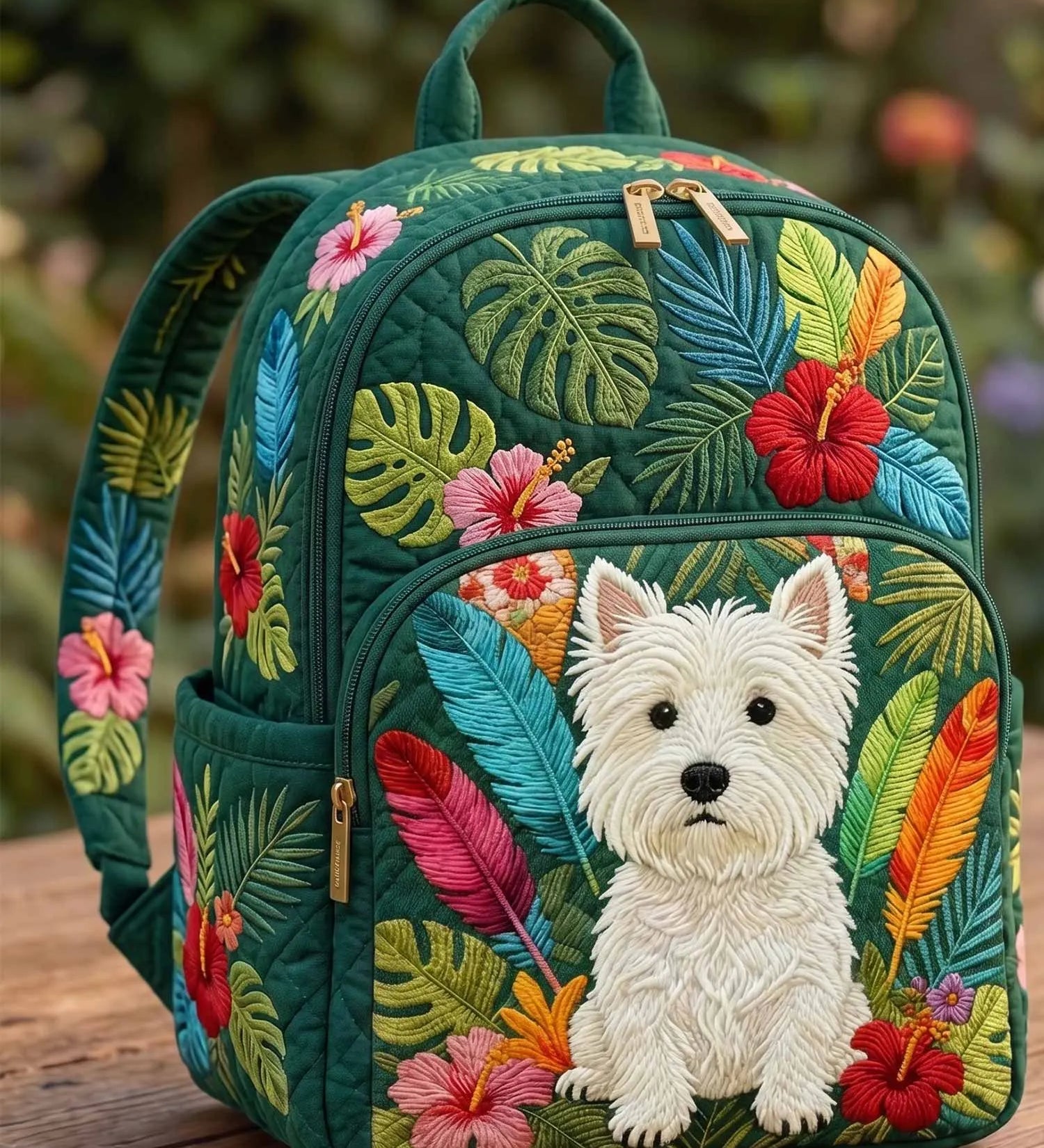 Westie Tropical Quilted Backpack