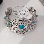 Vintage Stamped Turquoise Silver Plated Cuff Bracelet