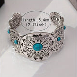 Vintage Stamped Turquoise Silver Plated Cuff Bracelet