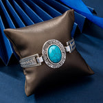 BRACELET VINTAGE TURQUOISE ACCENT VINTAGE ARGENT
