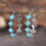 Elegant Bohemian Diamond Turquoise U-Shape Earrings