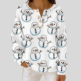 NICOLE - PULL IMPRIMÉ BONHOMME DE NEIGE BLANC