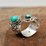 BAGUE RÉGLABLE DOUBLE TURQUOISE SURROUND