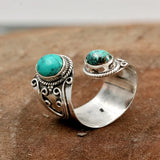 BAGUE RÉGLABLE DOUBLE TURQUOISE SURROUND