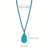 Bohemian Turquoise Beaded Large Teardrop Pendant Necklace
