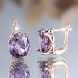 Elegant Boho Style Purple Cubic Zirconia Drop Earrings
