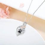 Lucky Paw necklace with heart, bone and infinity symbol