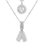 Pave letter initial necklace set | White Gold