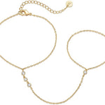 Beaded Handchain Bracelet | Gold