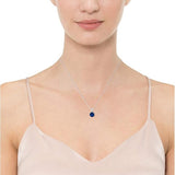 Round Cut Sapphire Necklace | White Gold