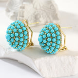BOUCLES D'OREILLES ÉLÉGANT PALAIS TURQUOISE GRAPPE CLOU D'OREILLE