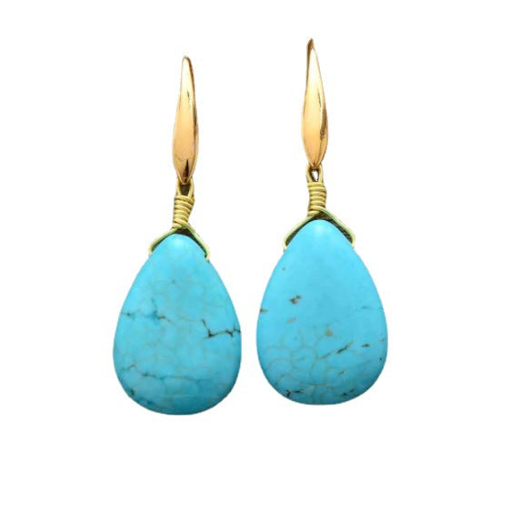 BOUCLES D'OREILLES ÉLÉGANT VINTAGE TURQUOISE GOUTTE
