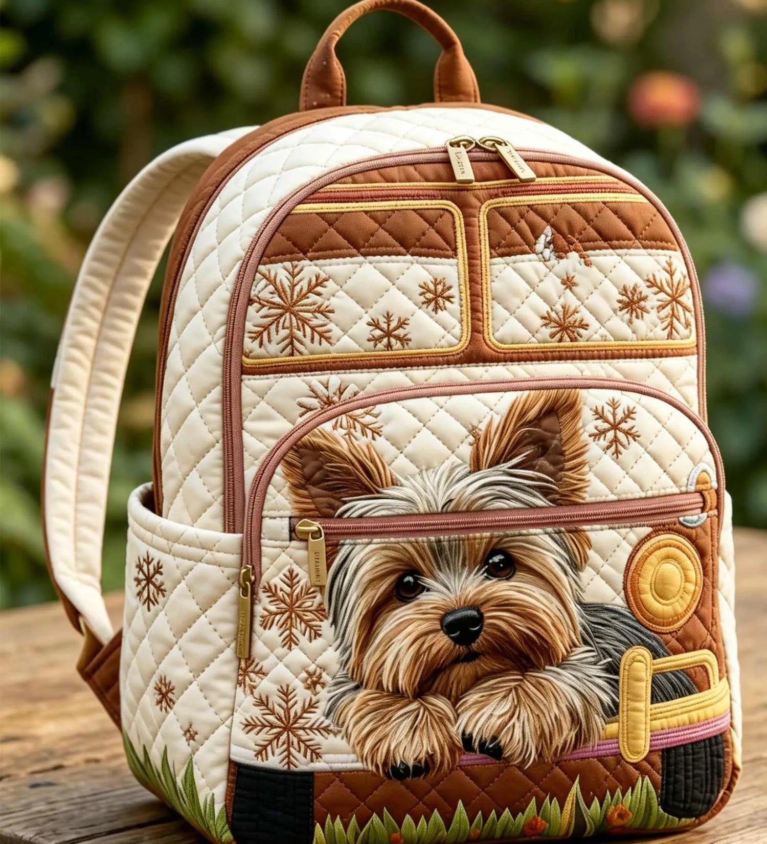 Yorkie Truck Quilted Backpack