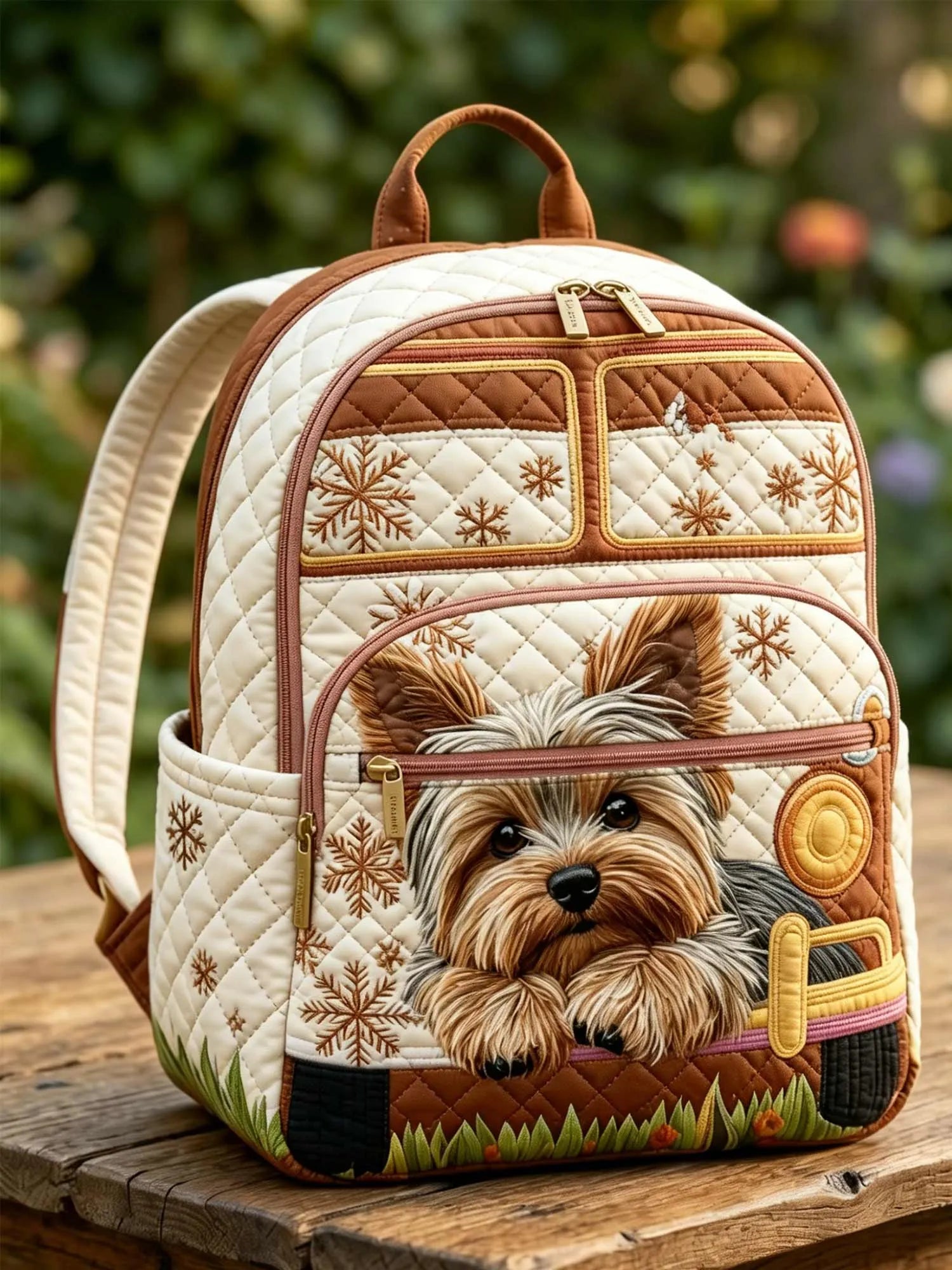 Yorkie Truck Quilted Backpack