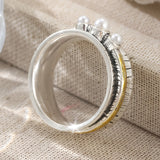 Bohemian Two Tone Round Pearls Rings