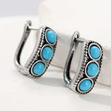 BOUCLES D'OREILLES VINTAGE IMPOSANT TURQUOISE PERLE CRÉOLE